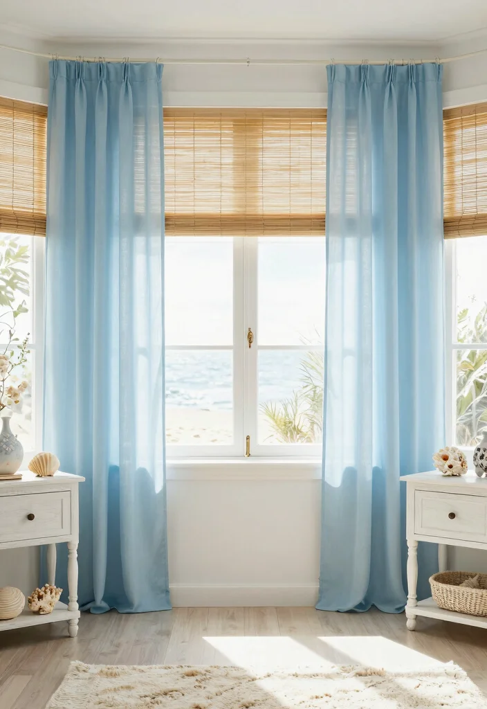 14 Bamboo Shades With Curtains Ideas That Blend Texture 41 14 Bamboo Shades With Curtains Ideas That Blend Texture - 11. Coastal Vibes 1