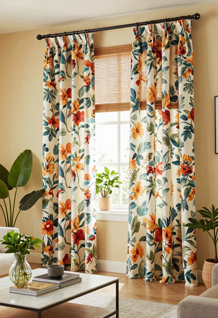 14 Bamboo Shades With Curtains Ideas That Blend Texture 13 14 Bamboo Shades With Curtains Ideas That Blend Texture - 3. Playful Patterns 1