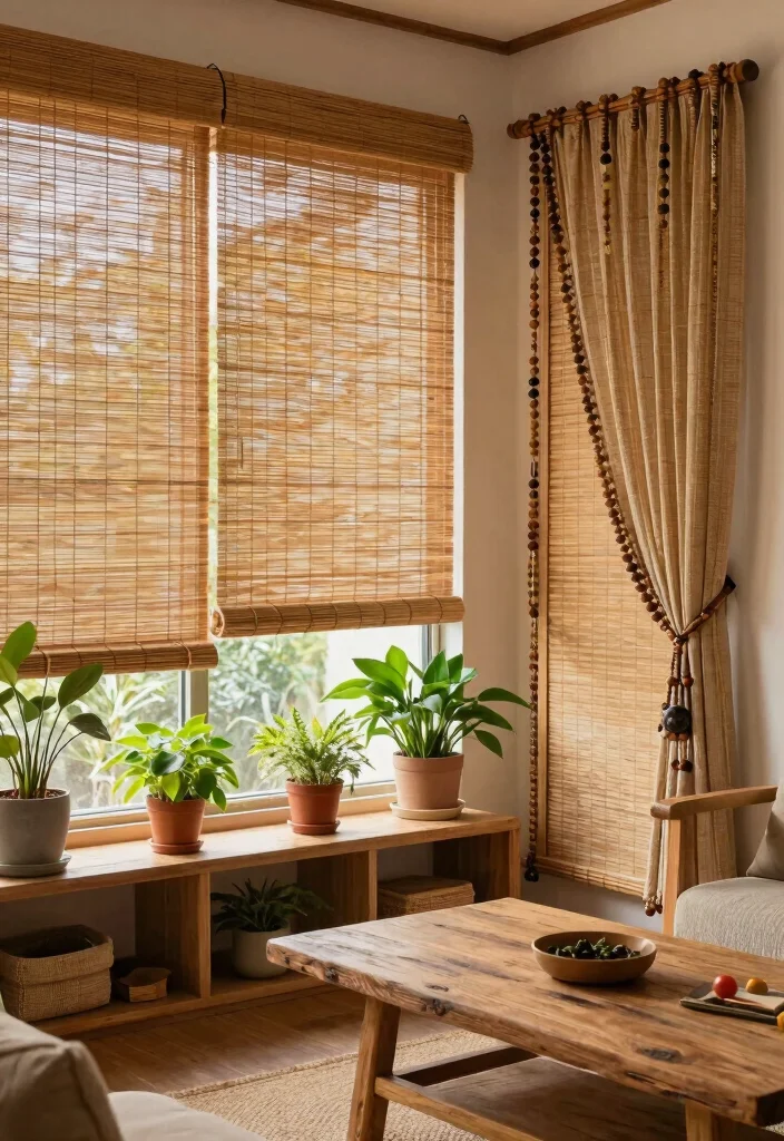 14 Bamboo Shades With Curtains Ideas That Blend Texture 38 14 Bamboo Shades With Curtains Ideas That Blend Texture - 8. Natural Wood Accents 1