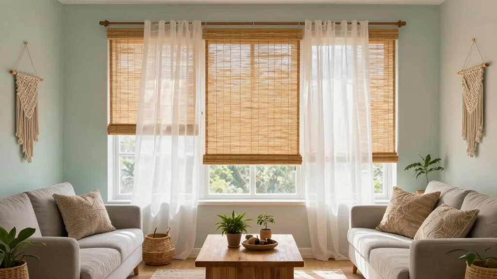 14 Bamboo Shades With Curtains Ideas That Blend Texture