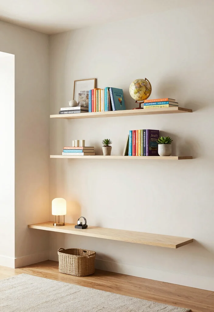 14 Entryway Bookshelf Ideas That Make a Great First Impression - 1. Floating Shelves for a Minimalist Look 1