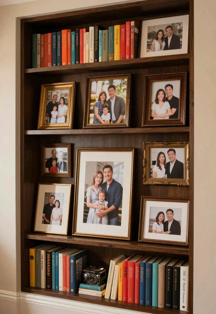 14 Entryway Bookshelf Ideas That Make a Great First Impression - 12. Personalized Touches with Family Photos 1