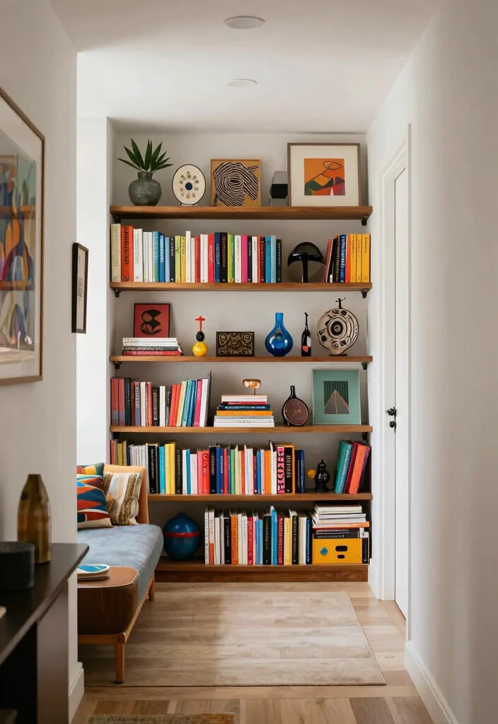 14 Entryway Bookshelf Ideas That Make a Great First Impression - 14. Mix and Match Styles for an Eclectic Look 1