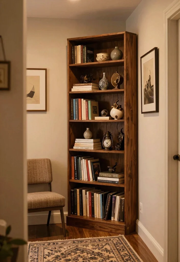 14 Entryway Bookshelf Ideas That Make a Great First Impression - 2. Corner Bookshelves to Maximize Space 1