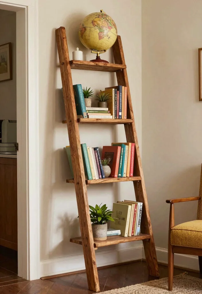 14 Entryway Bookshelf Ideas That Make a Great First Impression - 4. Vintage Charm with Repurposed Items 1