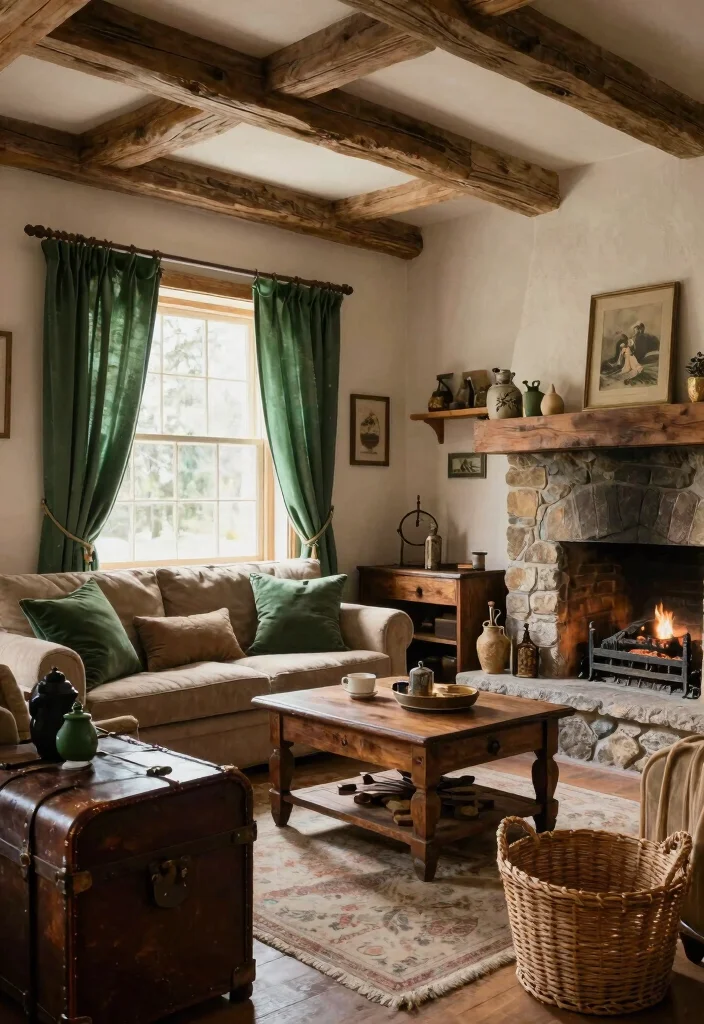 14 Forest Green Curtains Ideas With Rich Elegance 40 14 Forest Green Curtains Ideas With Rich Elegance - 10. Rustic Charm with Forest Green 1