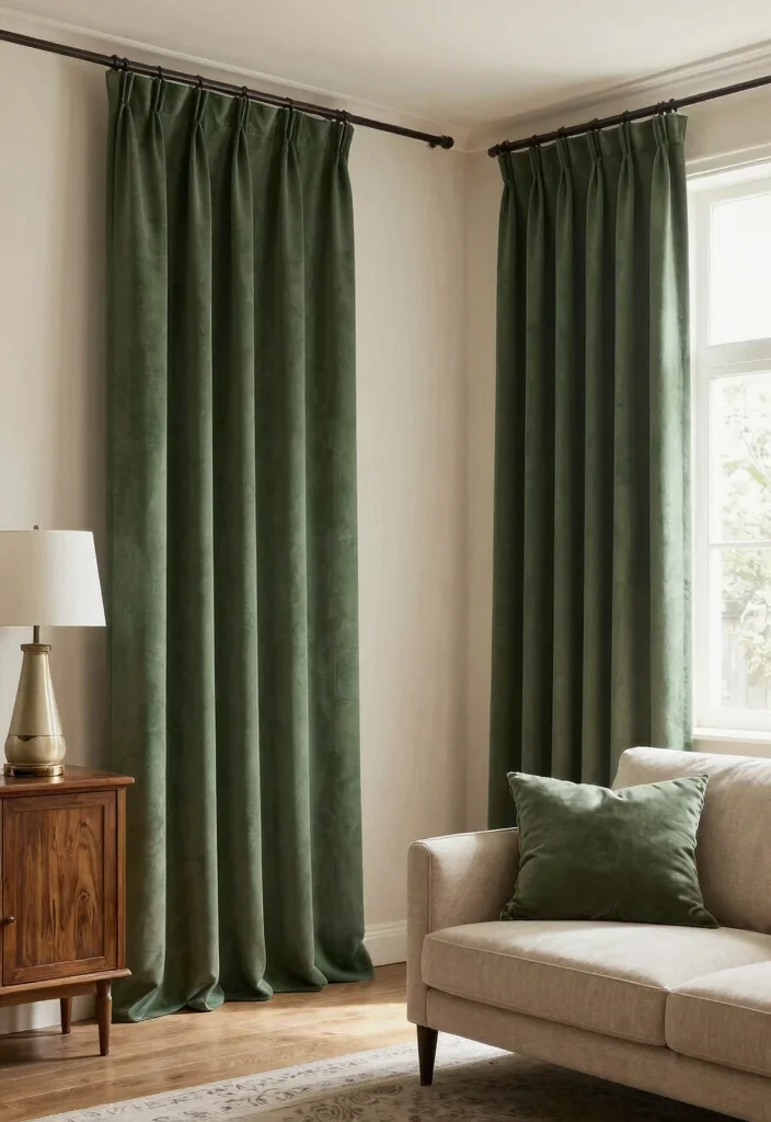 14 Forest Green Curtains Ideas With Rich Elegance 51 14 Forest Green Curtains Ideas With Rich Elegance - 11. Forest Green in Transitional Spaces 1