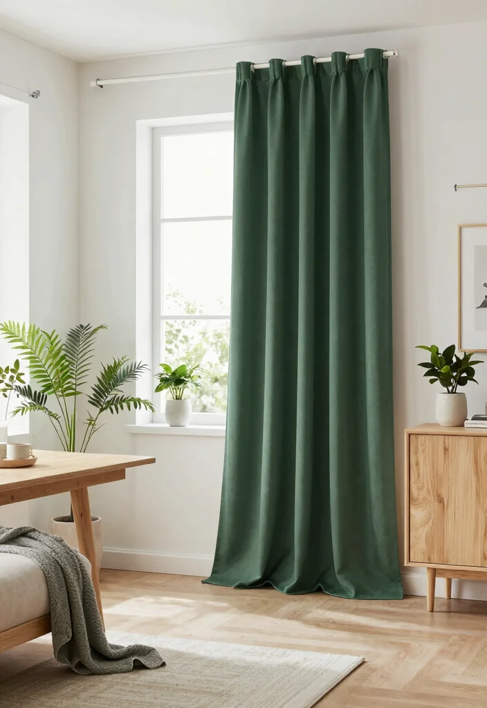 14 Forest Green Curtains Ideas With Rich Elegance 62 14 Forest Green Curtains Ideas With Rich Elegance - 12. Scandi Chic with Forest Green 1