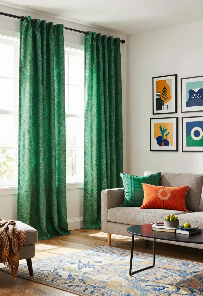 14 Forest Green Curtains Ideas With Rich Elegance 13 14 Forest Green Curtains Ideas With Rich Elegance - 3. Eclectic Patterns and Textures 1