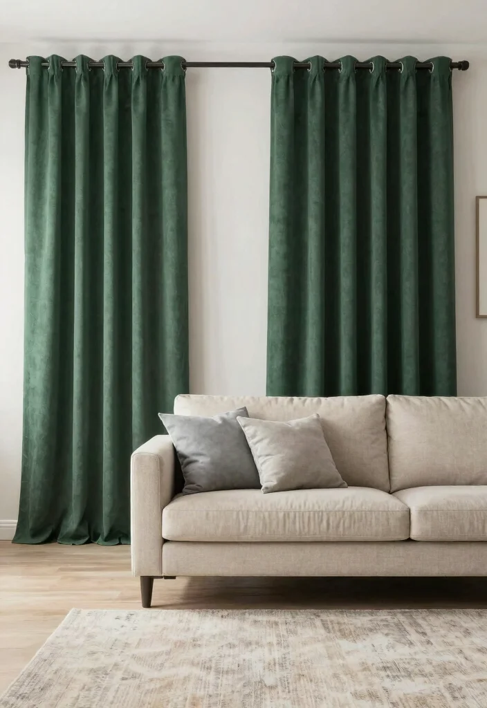 14 Forest Green Curtains Ideas With Rich Elegance 38 14 Forest Green Curtains Ideas With Rich Elegance - 8. Combining Forest Green with Neutrals 1