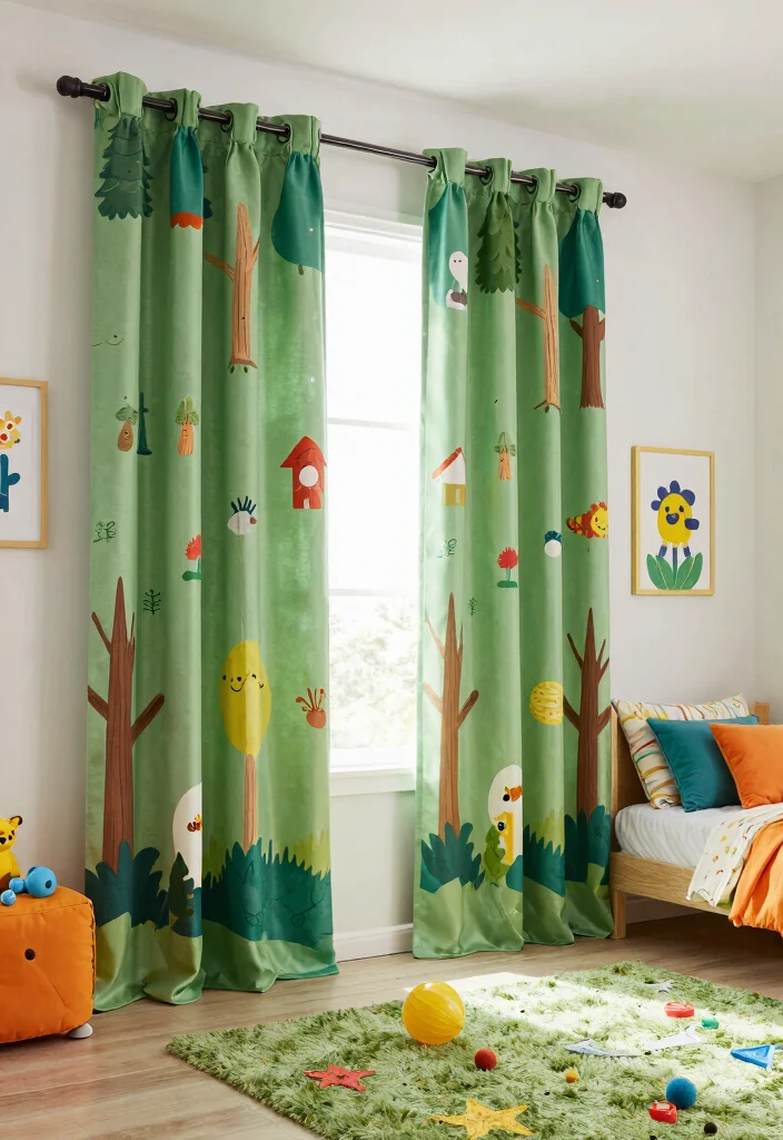 14 Forest Green Curtains Ideas With Rich Elegance 39 14 Forest Green Curtains Ideas With Rich Elegance - 9. Forest Green in Kids’ Spaces 1