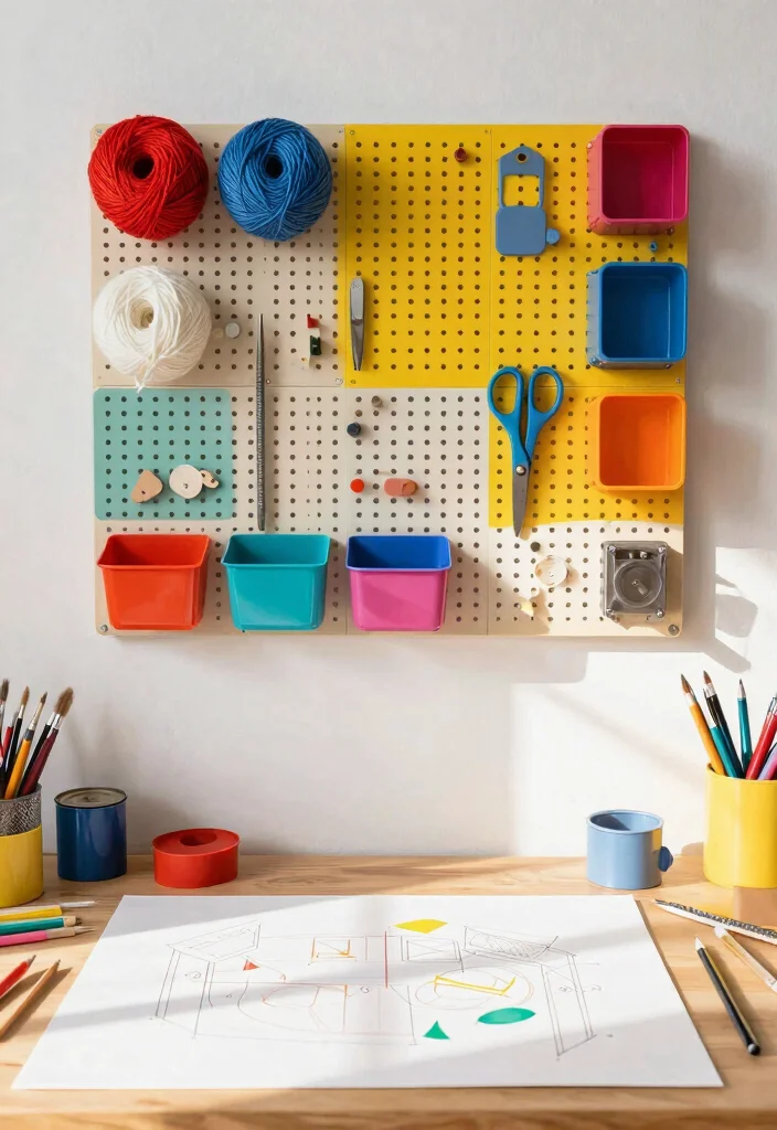 14 Pegboard Desk Setup Ideas That Stay Organized 53 14 Pegboard Desk Setup Ideas That Stay Organized - 13. Craft Corner Pegboard 1