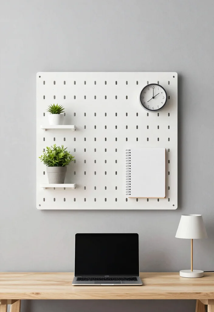 14 Pegboard Desk Setup Ideas That Stay Organized 24 14 Pegboard Desk Setup Ideas That Stay Organized - 4. Minimalist and Chic 1