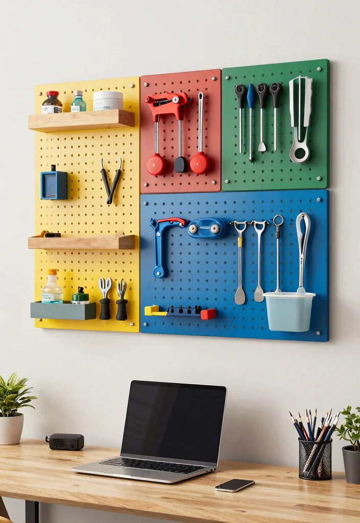 14 Pegboard Desk Setup Ideas That Stay Organized 26 14 Pegboard Desk Setup Ideas That Stay Organized - 6. Creative Workspace Zones 1