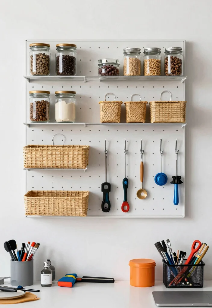 14 Pegboard Desk Setup Ideas That Stay Organized 38 14 Pegboard Desk Setup Ideas That Stay Organized - 8. Functional Storage Solutions 1