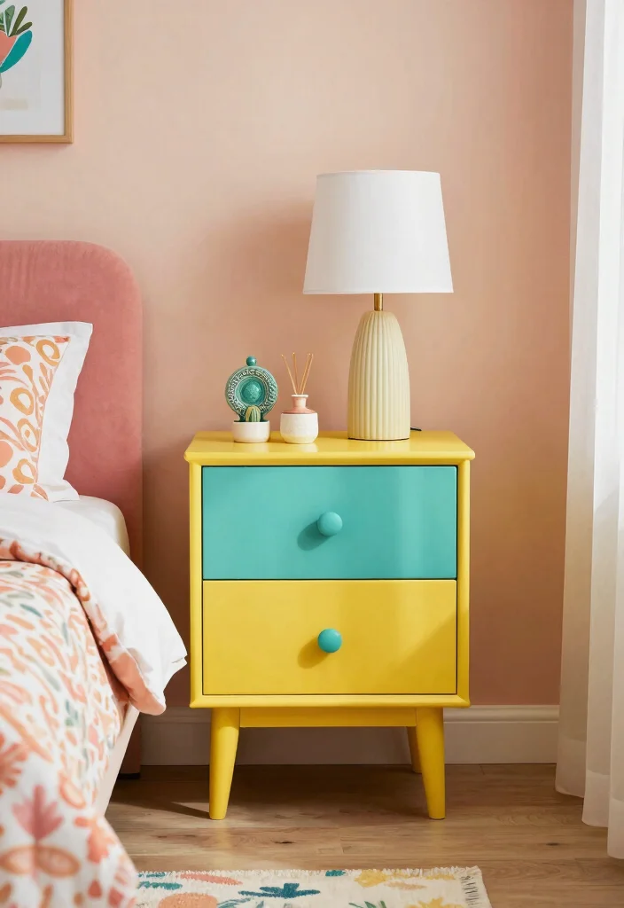 14 Wall Nightstand Ideas That Save Space Stylishly - 13. Colorful Wall Nightstand 1