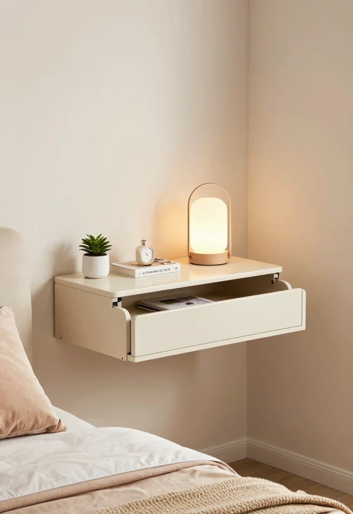 14 Wall Nightstand Ideas That Save Space Stylishly - 6. Wall-Mounted Desk as Nightstand 1