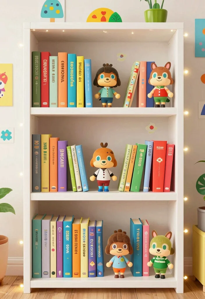 15 ACNH Bookshelf Design Ideas for a Cozy Island - 4. Whimsical Wonderland 1