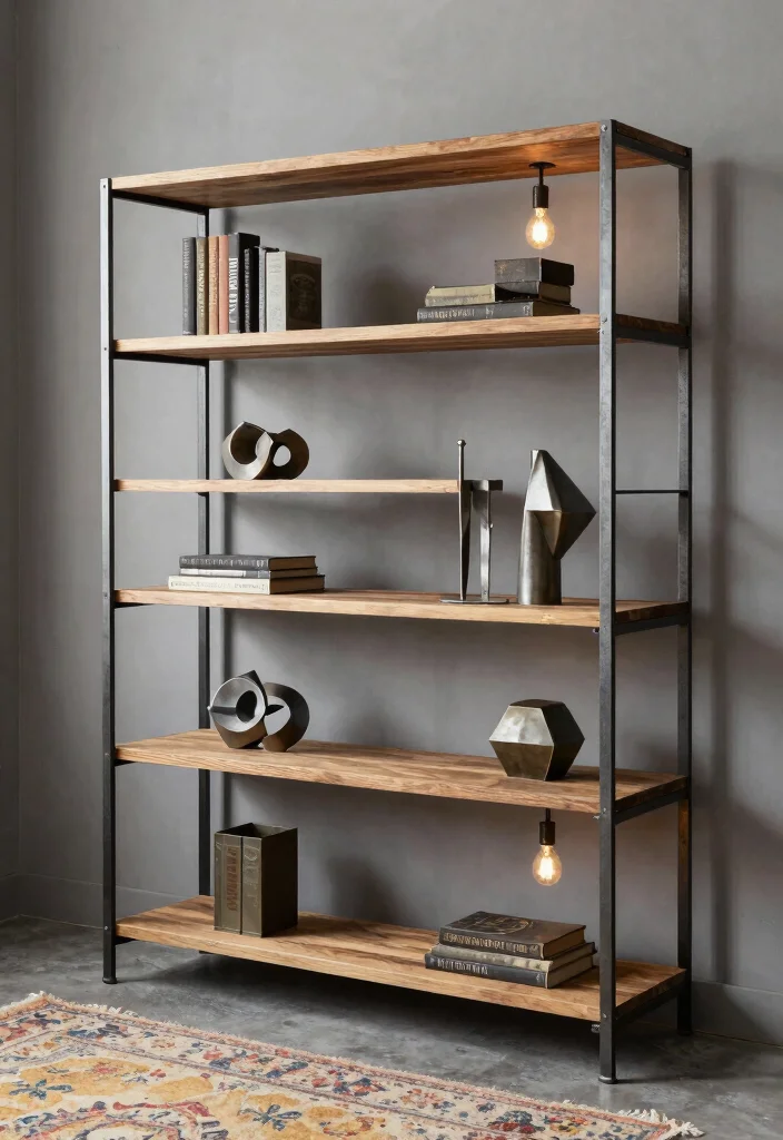 15 ACNH Bookshelf Design Ideas for a Cozy Island - 9. Chic Industrial Style 1