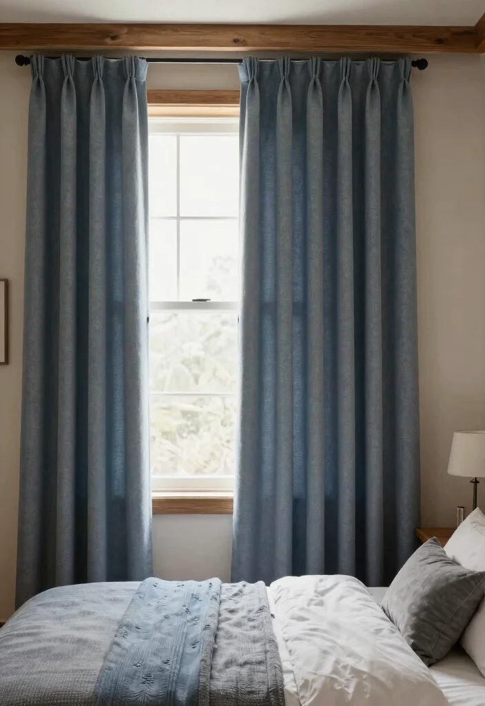15 Blue Curtains Bedroom Ideas With Calm Cozy Vibes 55 15 Blue Curtains Bedroom Ideas With Calm Cozy Vibes - 15. Cozy Blue & Grey Blends for a Calm Retreat 1