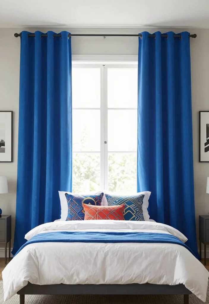 15 Blue Curtains Bedroom Ideas With Calm Cozy Vibes 26 15 Blue Curtains Bedroom Ideas With Calm Cozy Vibes - 6. Bright Cobalt Curtains for a Bold Accent 1
