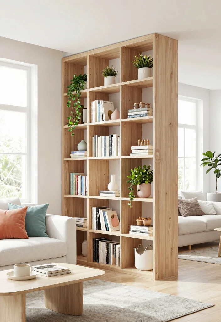 15 Bookshelf Room Divider Ideas That Define Your Space - 1. Open-Concept Bookshelf Divider 1