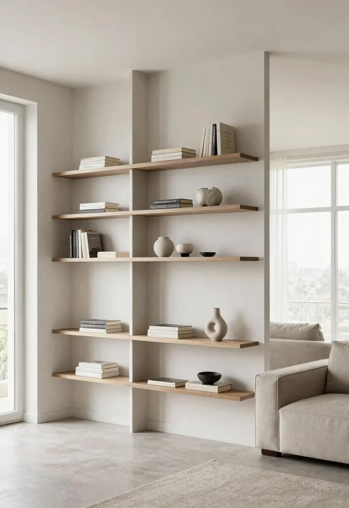15 Bookshelf Room Divider Ideas That Define Your Space - 8. Floating Shelf Panels 1