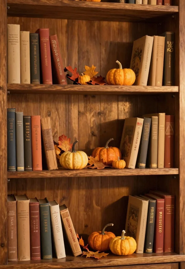15 Bookshelf With Books Ideas That Look Effortlessly Styled - 10. Seasonal Styling 1