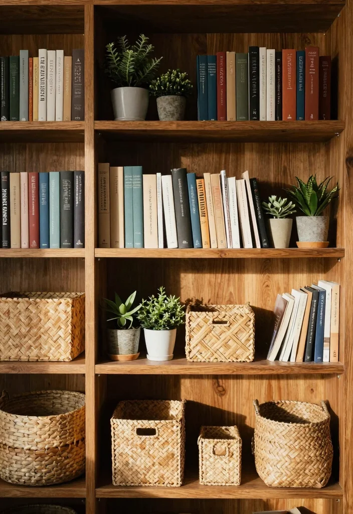 15 Bookshelf With Books Ideas That Look Effortlessly Styled - 4. Natural Elements 1