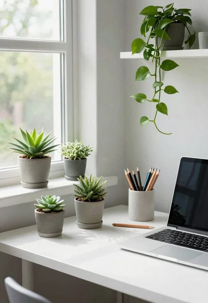 15 Desk Setup Window Ideas With Natural Light Vibes 12 15 Desk Setup Window Ideas With Natural Light Vibes - 2. Go Green with Plants 1
