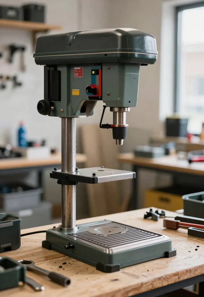 15 Drill Press Stand Ideas That Organize Your Workshop - 10. Drill Press Stand with Adjustable Height 1