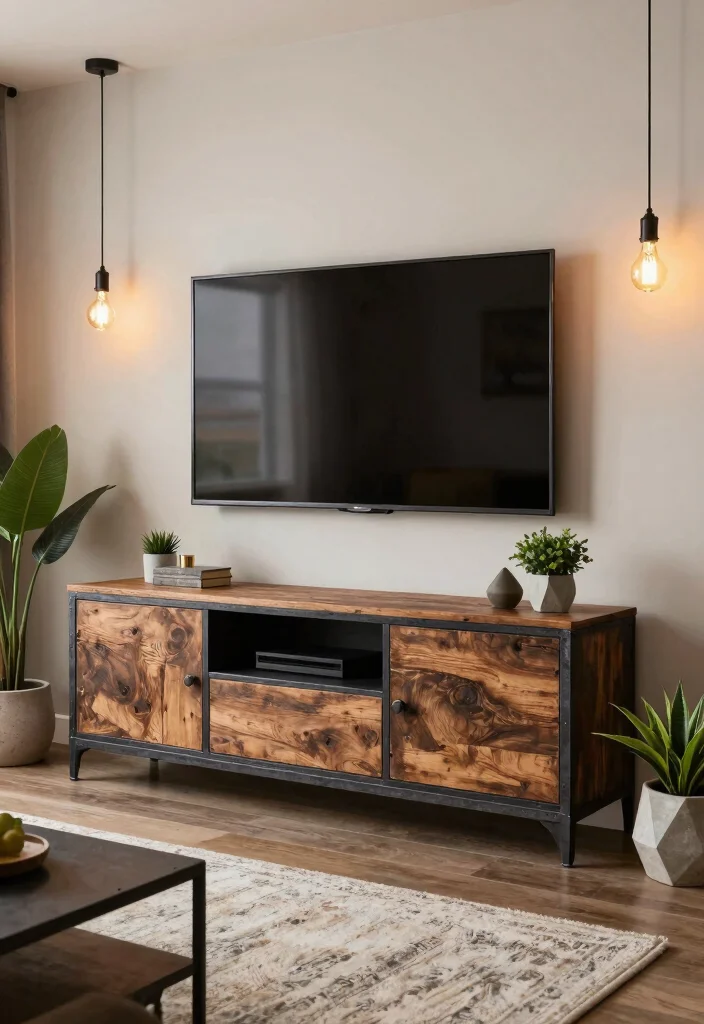 15 Fireplace TV Stand 2026 Trending Ideas That Look Cozy & Chic - 1. Industrial Elegance 1