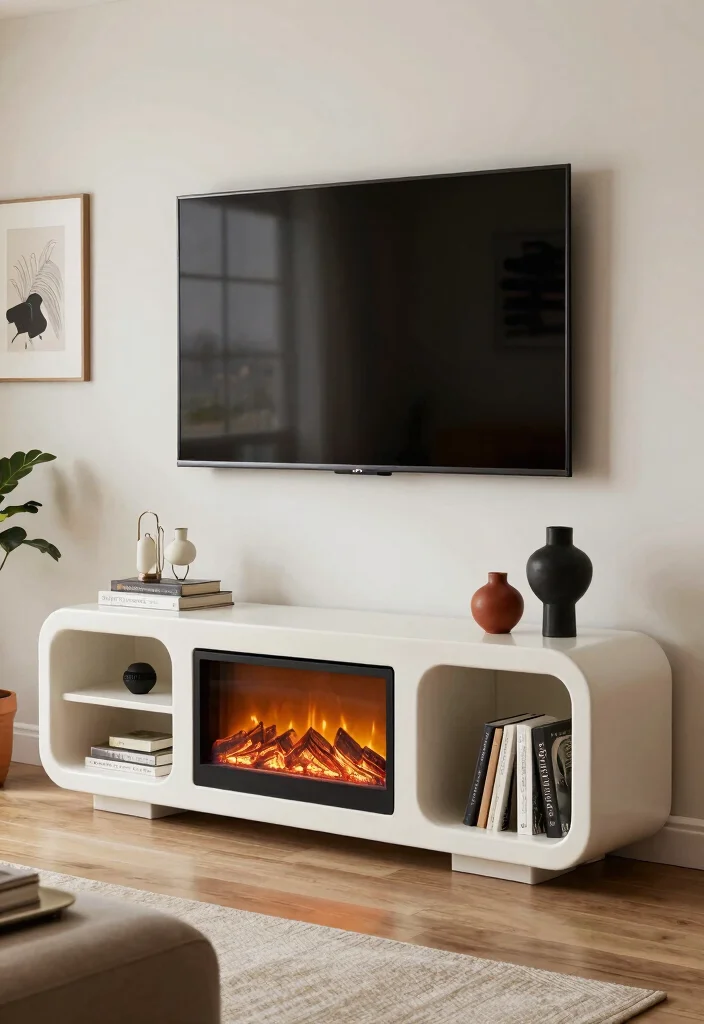 15 Fireplace TV Stand 2026 Trending Ideas That Look Cozy & Chic - 15. Unique Shapes and Designs 1