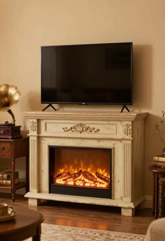 15 Fireplace TV Stand 2026 Trending Ideas That Look Cozy & Chic - 3. Vintage Charm 1