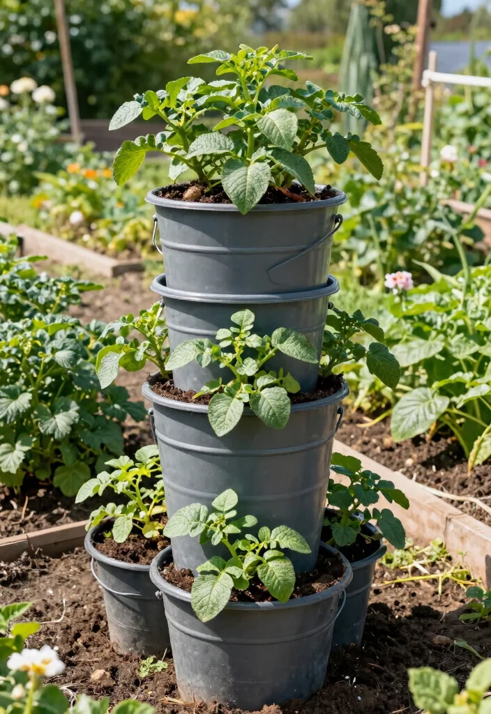 15 Five Gallon Bucket Garden Stand Ideas That Are Genius 51 15 Five Gallon Bucket Garden Stand Ideas That Are Genius - 11. Vertical Potato Towers 1