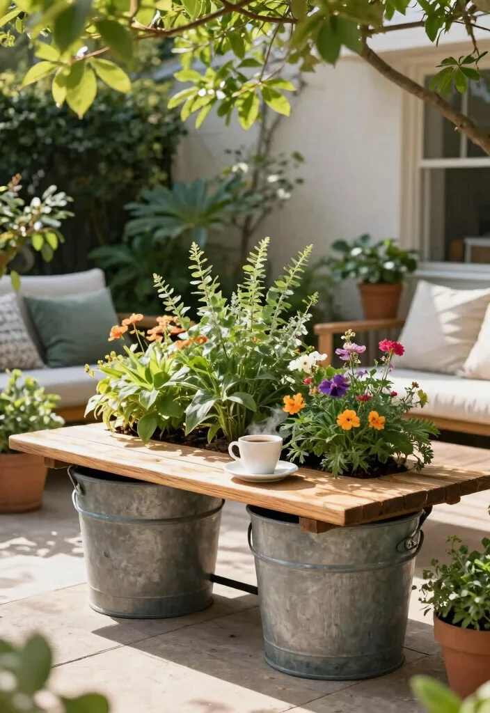 15 Five Gallon Bucket Garden Stand Ideas That Are Genius 24 15 Five Gallon Bucket Garden Stand Ideas That Are Genius - 4. Upcycled Planter Bench 1