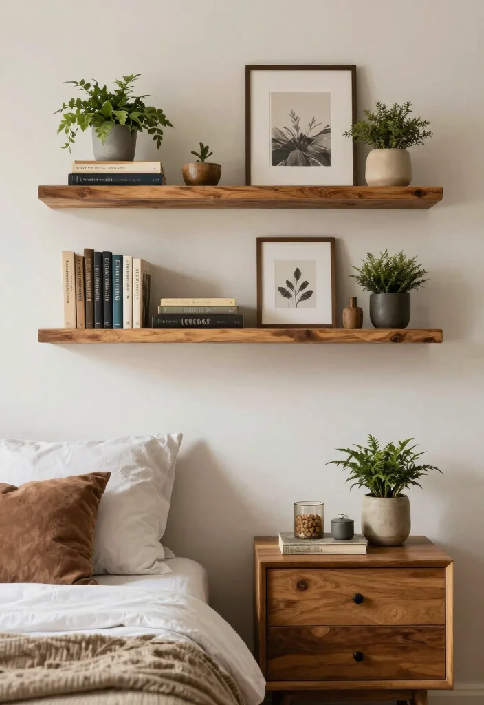 15 Nightstand Wall Decor Ideas That Add Personality 41 15 Nightstand Wall Decor Ideas That Add Personality - 11. Bohemian Shelves 1