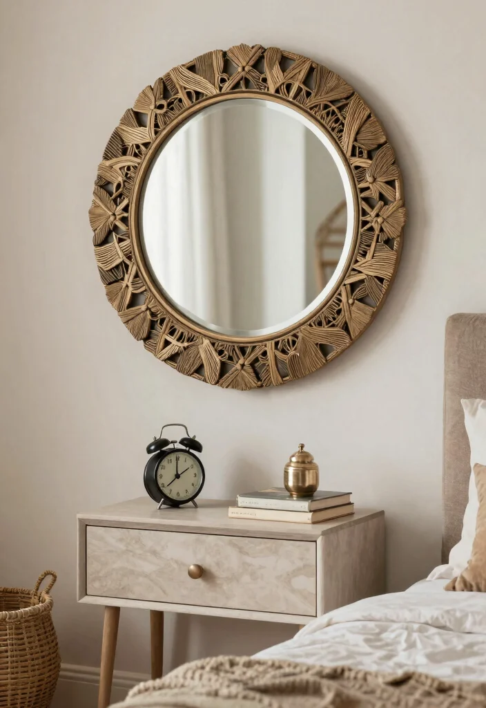 15 Nightstand Wall Decor Ideas That Add Personality 14 15 Nightstand Wall Decor Ideas That Add Personality - 4. Decorative Mirrors 1