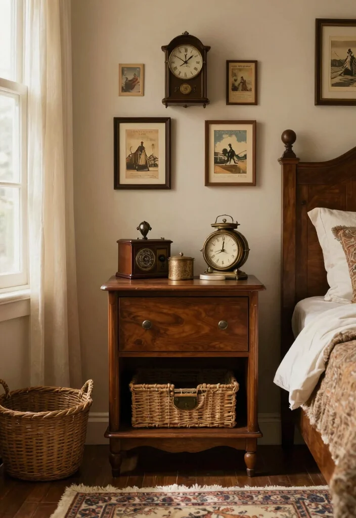 15 Nightstand Wall Decor Ideas That Add Personality 15 15 Nightstand Wall Decor Ideas That Add Personality - 5. Vintage Finds 1