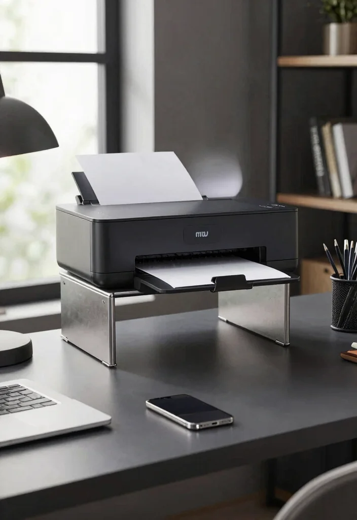 15 Printer Stand Ideas That Keep Your Office Tidy 42 15 Printer Stand Ideas That Keep Your Office Tidy - 12. Modern Metal Stand 1