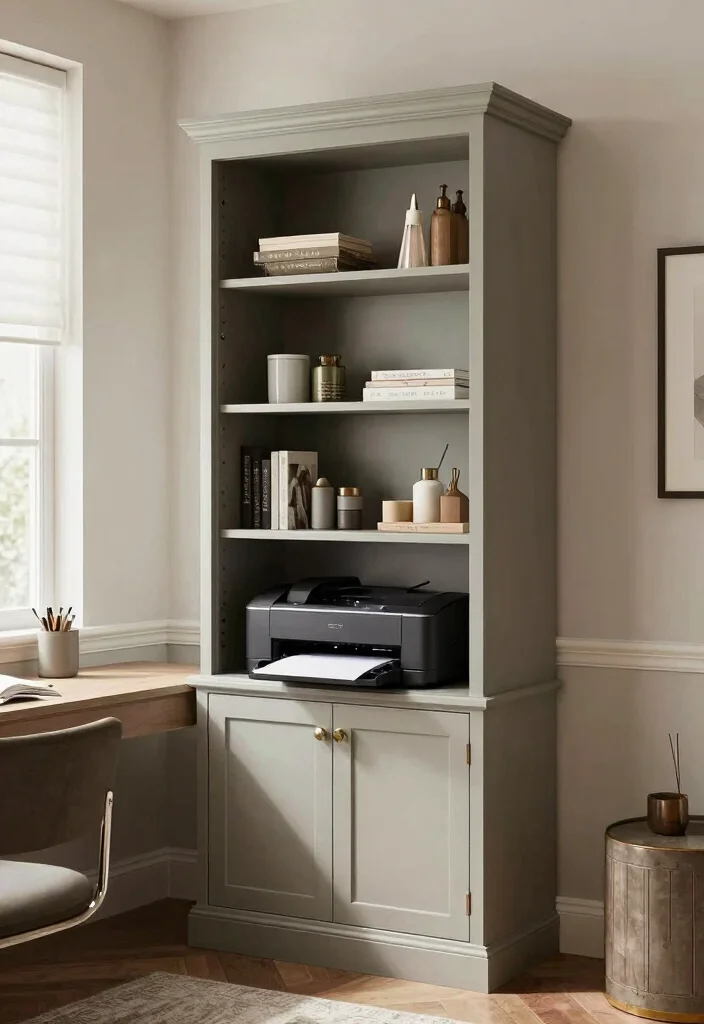 15 Printer Stand Ideas That Keep Your Office Tidy 55 15 Printer Stand Ideas That Keep Your Office Tidy - 15. Custom Built-In Printer Cabinet 1