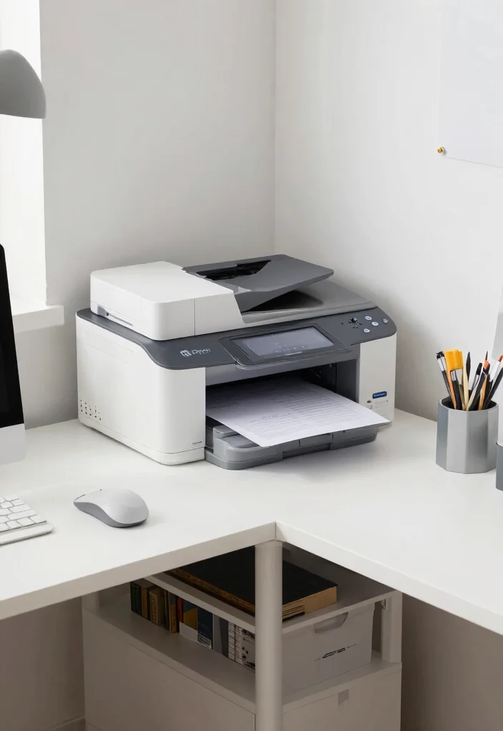 15 Printer Stand Ideas That Keep Your Office Tidy 7 15 Printer Stand Ideas That Keep Your Office Tidy - 7. Corner Printer Station 1