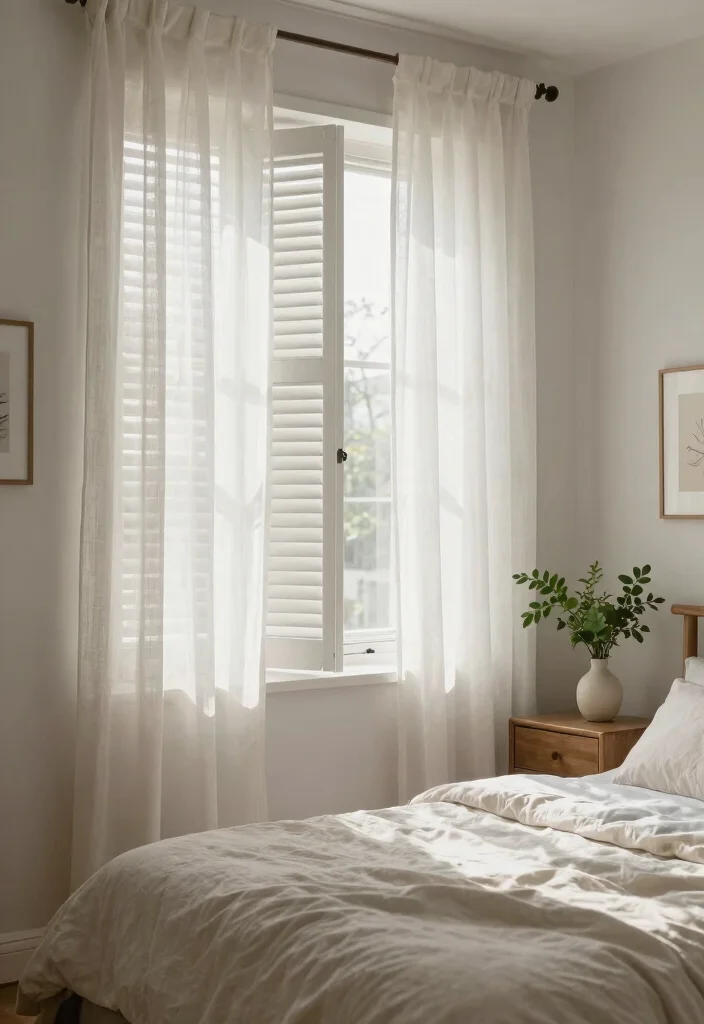 15 Shutters and Curtains Together Ideas That Work Perfectly 1 15 Shutters and Curtains Together Ideas That Work Perfectly - 1. Classic Chic: White Shutters with Linen Curtains 1