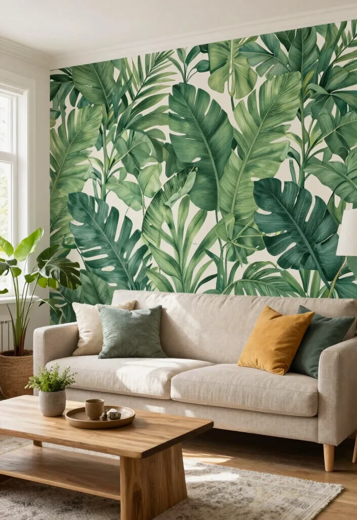 15 TV Wall Wallpaper Ideas That Elevate Instantly 1 15 TV Wall Wallpaper Ideas That Elevate Instantly - 1. Nature-Inspired Prints 1