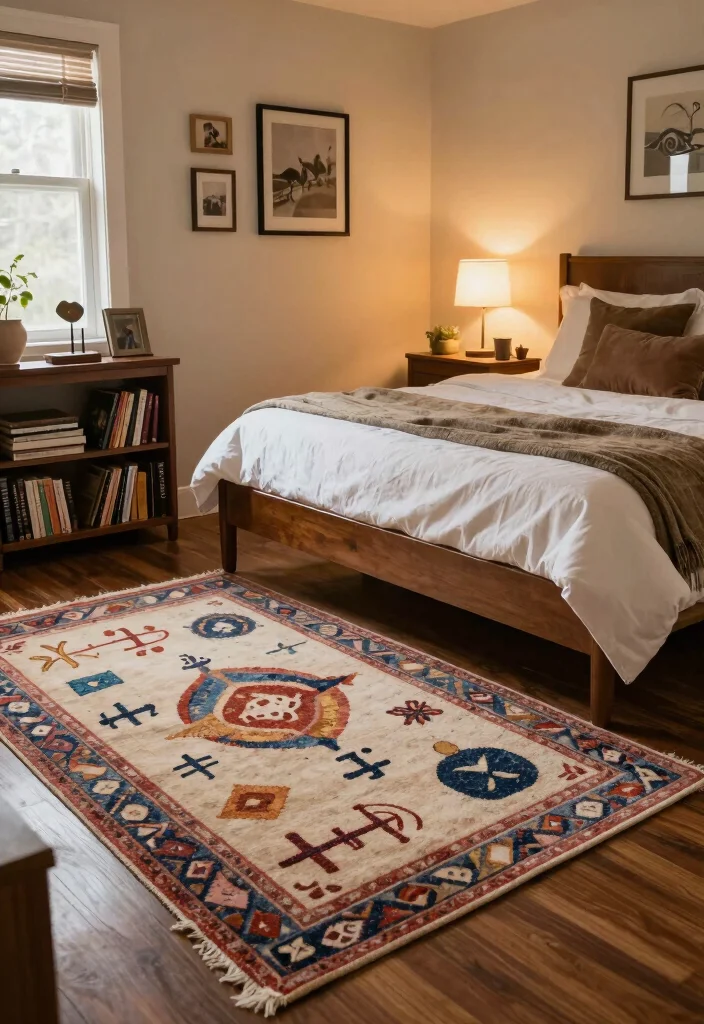 16 Area Rug Under Bed Ideas That Anchor Your Bedroom - 12. Personal Touches 1