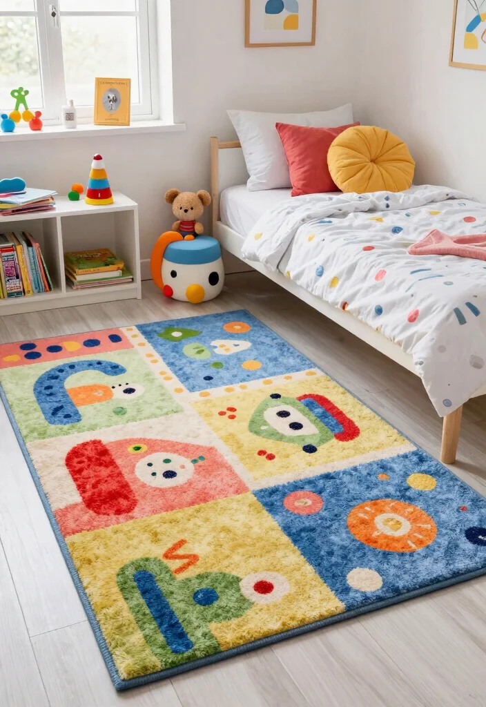 16 Area Rug Under Bed Ideas That Anchor Your Bedroom - 15. Kid-Friendly Options 1