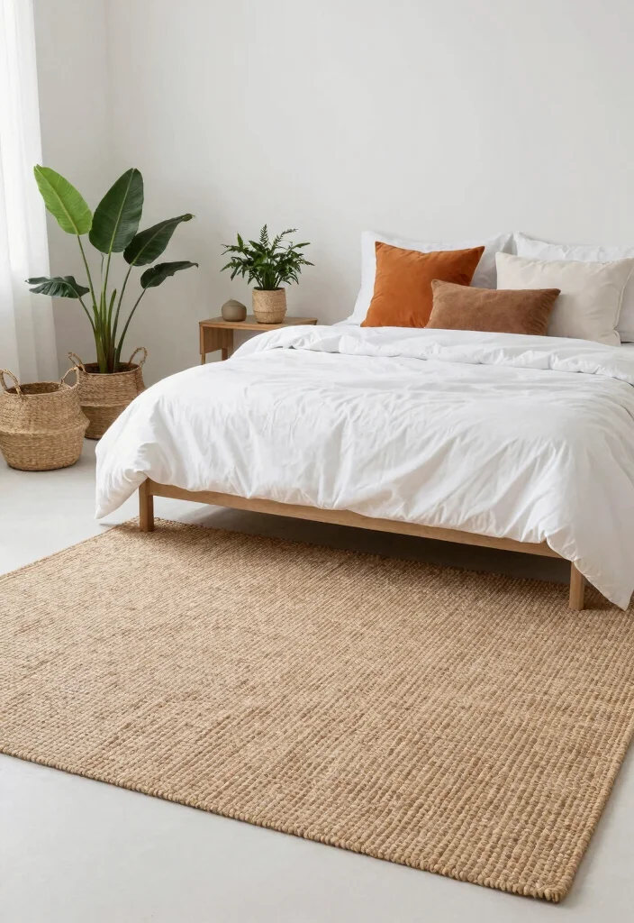 16 Area Rug Under Bed Ideas That Anchor Your Bedroom - 3. Natural Fibers 1