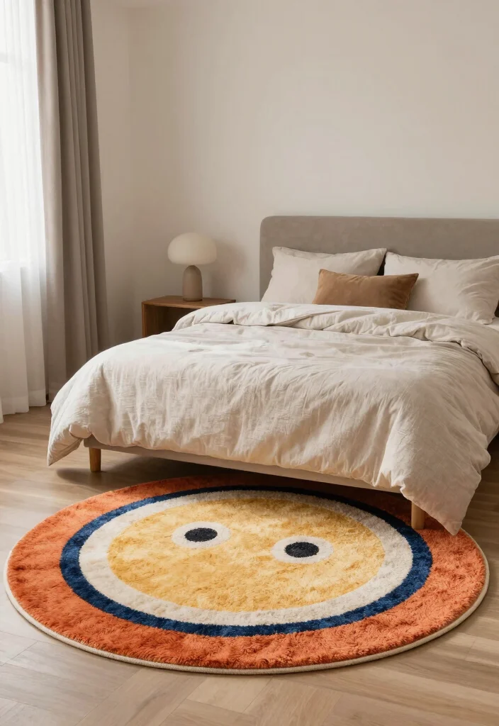 16 Area Rug Under Bed Ideas That Anchor Your Bedroom - 7. Playful Shapes 1