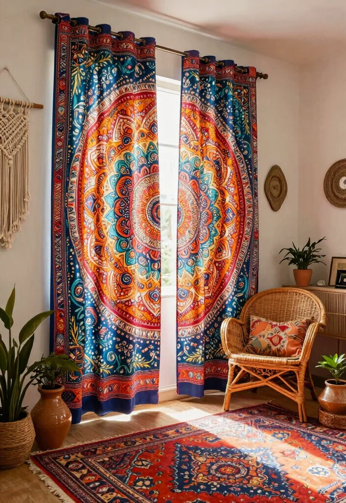 16 Block Print Curtains Ideas With Artistic Flair - 3. Bohemian Vibes 1