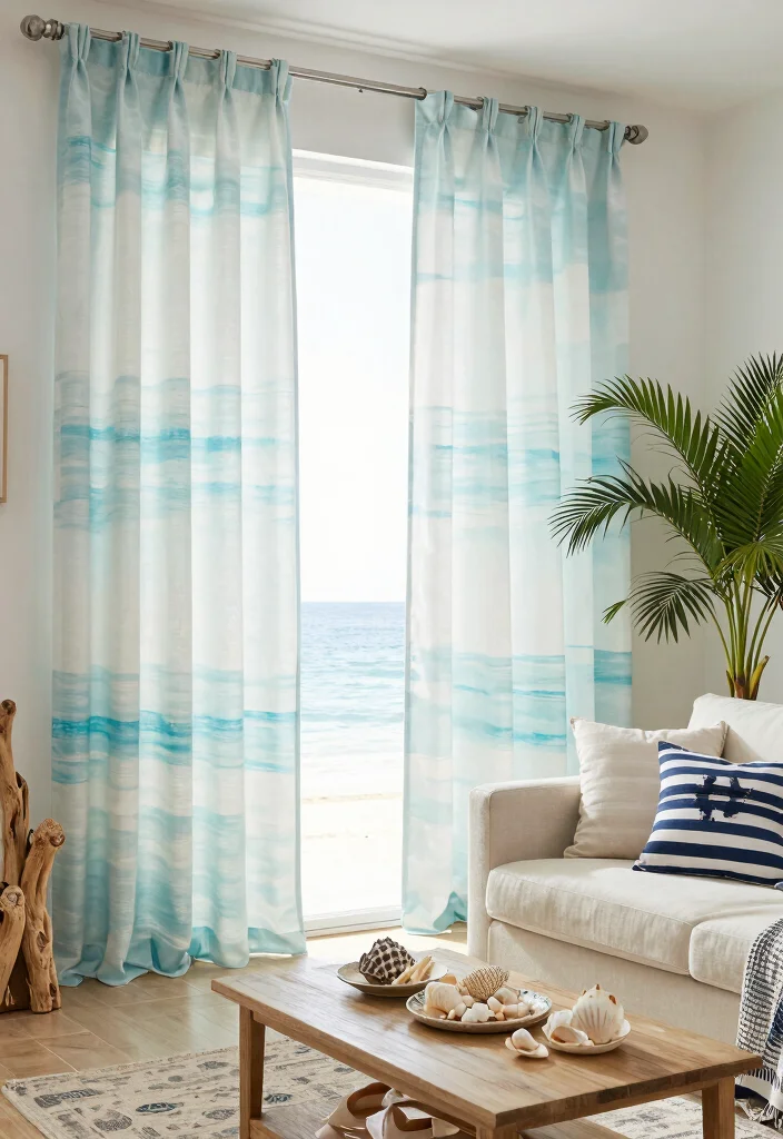 16 Block Print Curtains Ideas With Artistic Flair - 6. Beachy Breezes 1